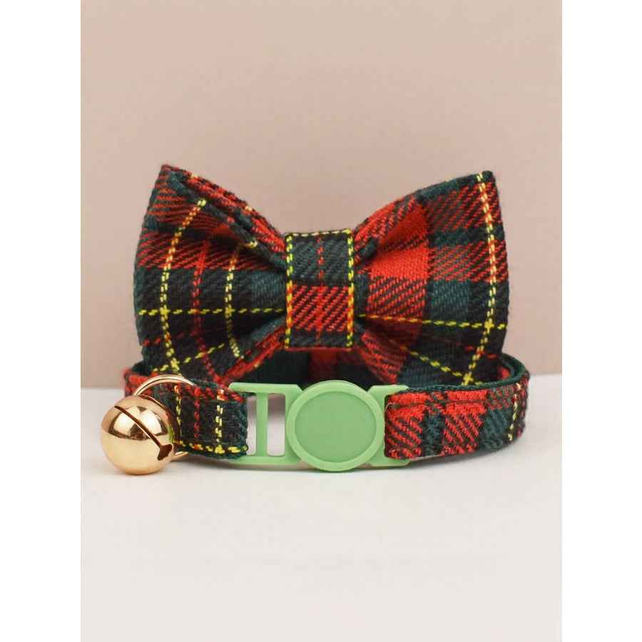 2 Piece Bow Tie Pet Collar with Bell Green Christmas / S Apparel and Accessories