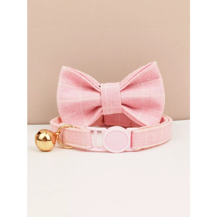 2 Piece Bow Tie Pet Collar with Bell Pink Plaid / S Apparel and Accessories