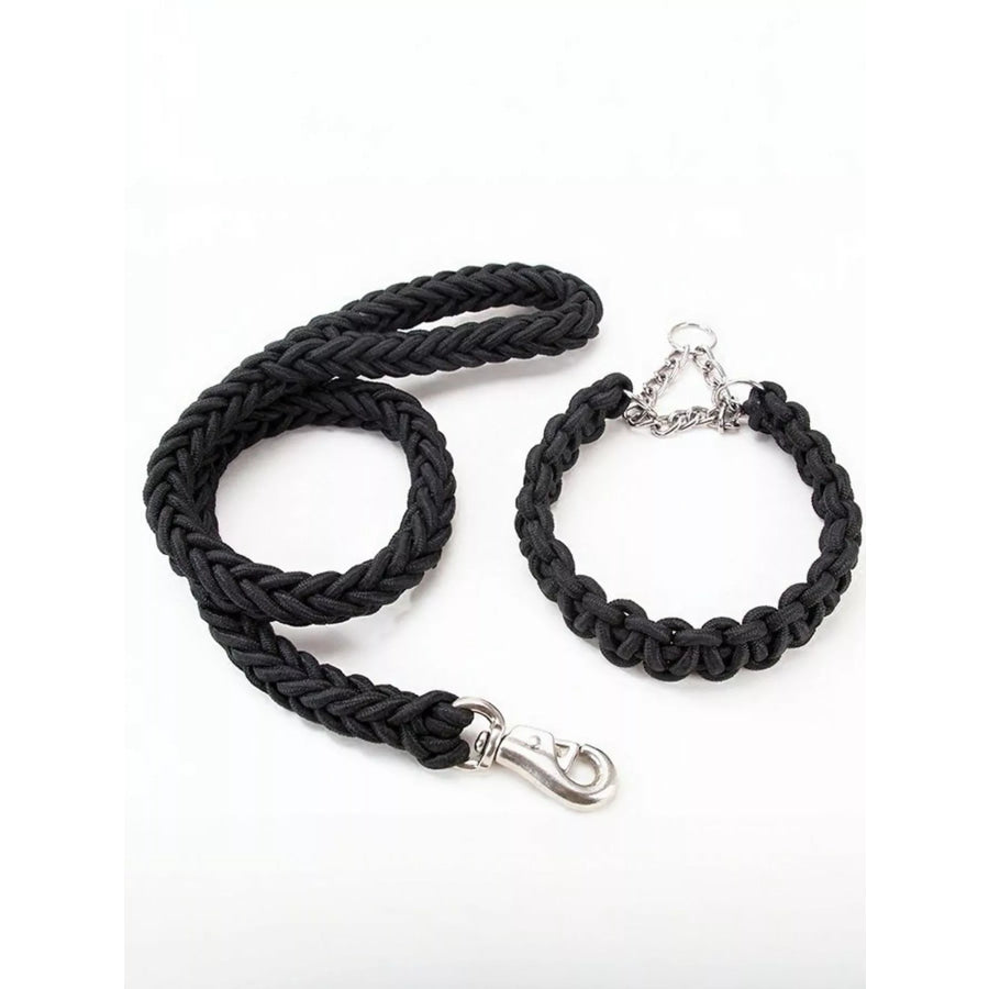 2 Piece Braided Rope Pet Leash with Metal Clasp Black 1.5M / M Apparel and Accessories