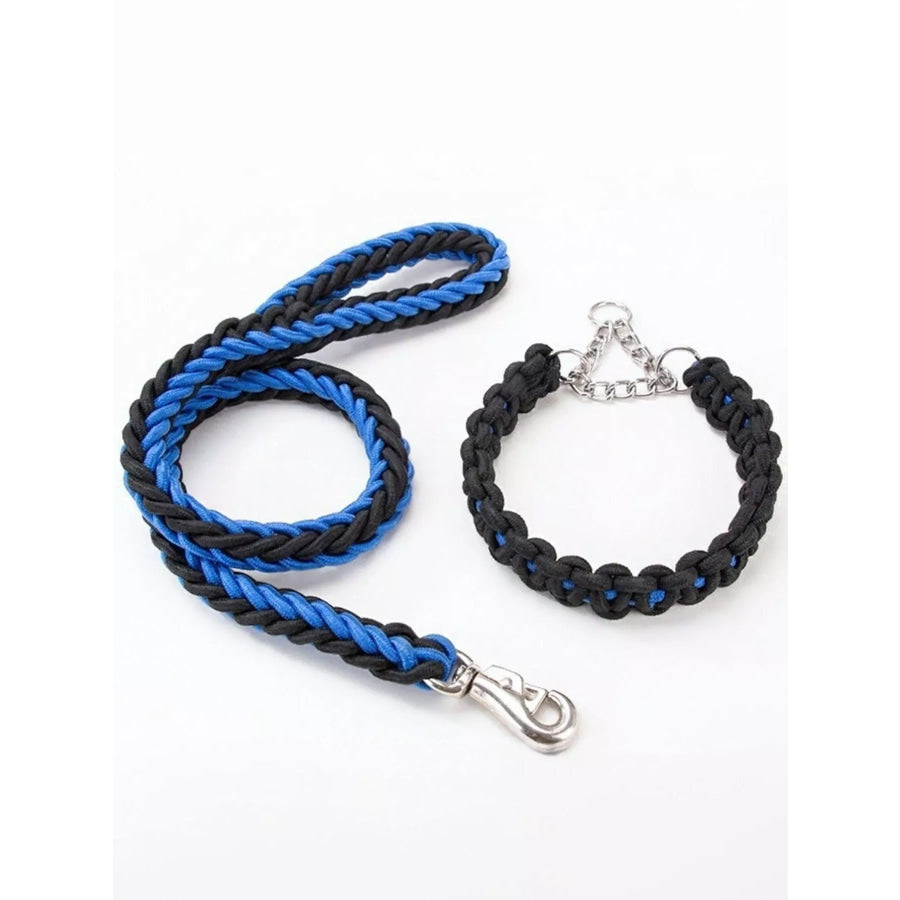 2 Piece Braided Rope Pet Leash with Metal Clasp Black/Blue 1.5M / M Apparel and Accessories