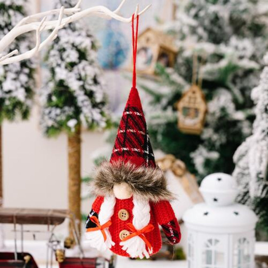 2 - Piece Christmas Plaid Faceless Doll Hanging Widgets Style A / One Size