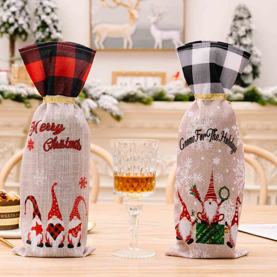 2-Piece Christmas Plaid Wine Bottle Covers Red/Black / One Size