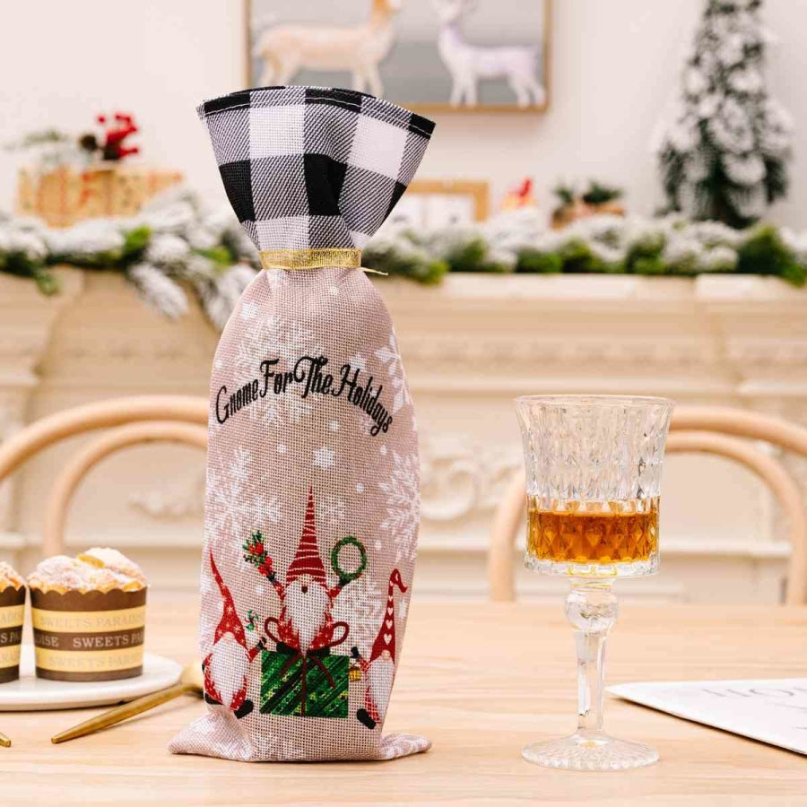 2-Piece Christmas Plaid Wine Bottle Covers Red/Black / One Size