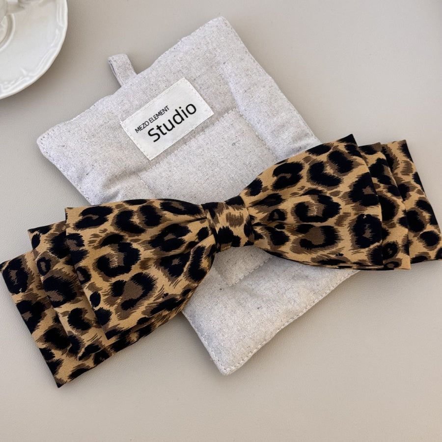 2 Piece Leopard Bow Hair Clip Leopard / One Size Apparel and Accessories