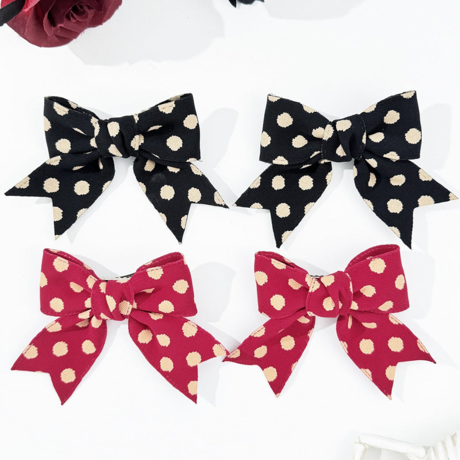 2-Piece Polka Dot Bow Hair Clip Apparel and Accessories