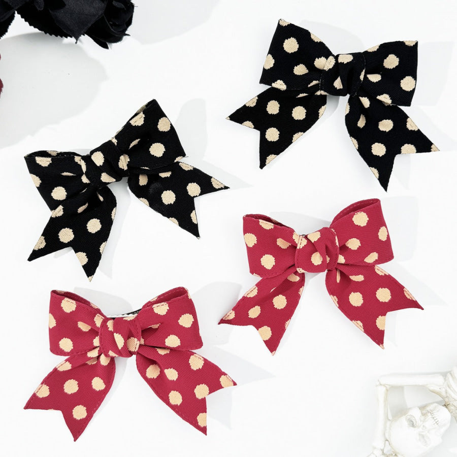 2-Piece Polka Dot Bow Hair Clip Apparel and Accessories