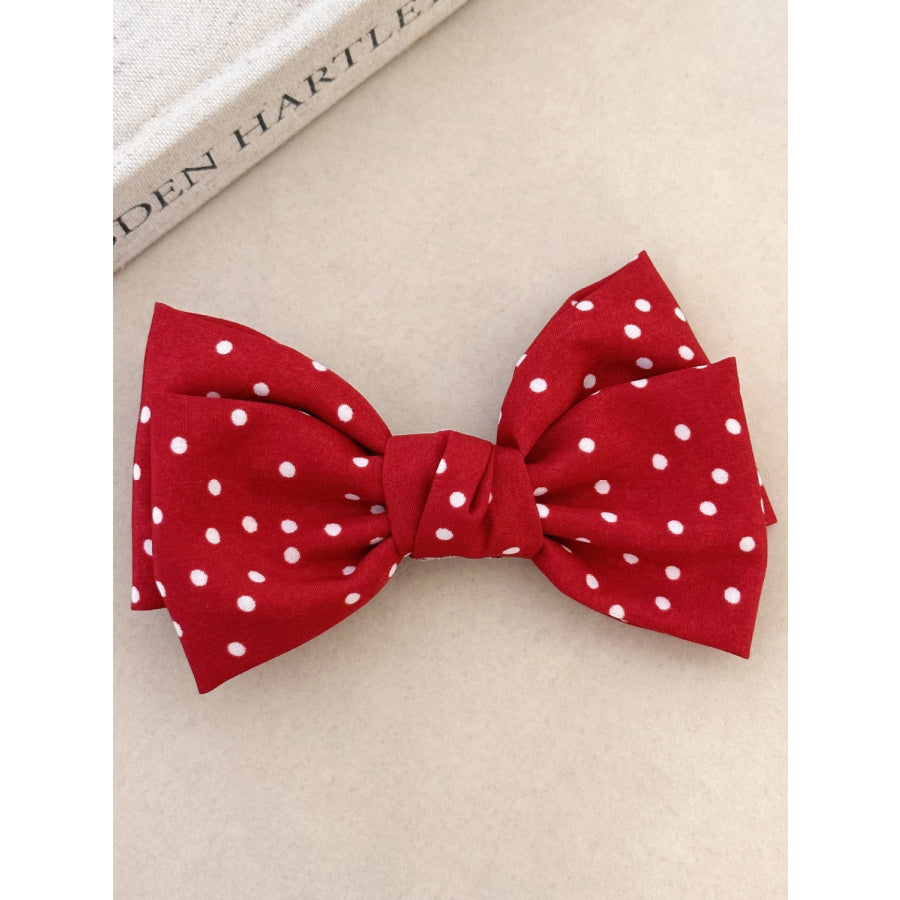 2-Piece Polka Dot Bow Hair Clip Deep Red / One Size Apparel and Accessories