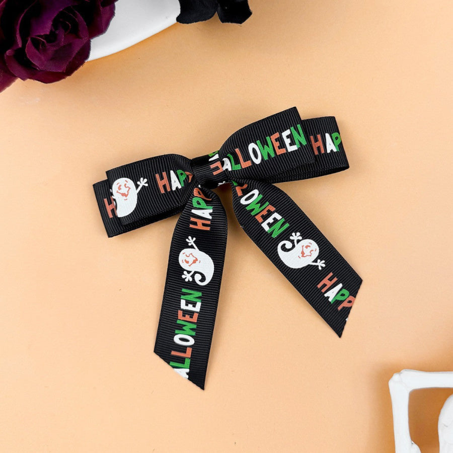 2-Piece Polyester Bow Hair Clip Black / One Size Apparel and Accessories