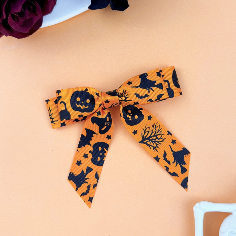 2-Piece Polyester Bow Hair Clip Tangerine / One Size Apparel and Accessories