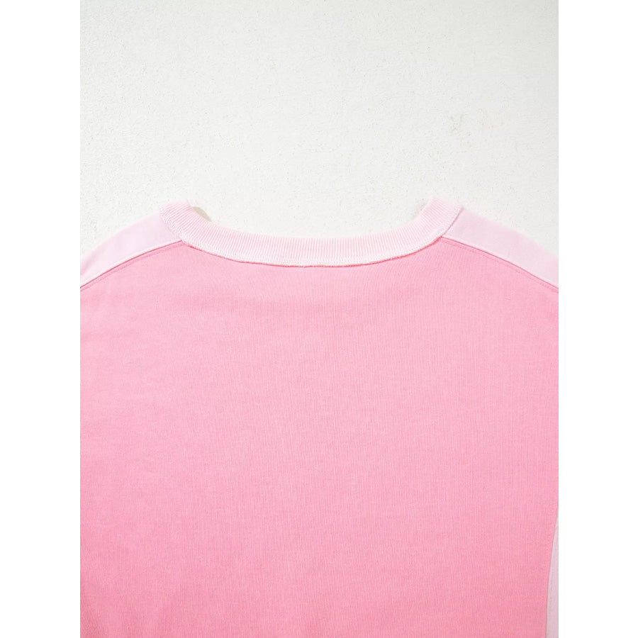 2-tone Color Block Patchwork Drop Shoulder Sweatshirt Apparel and Accessories