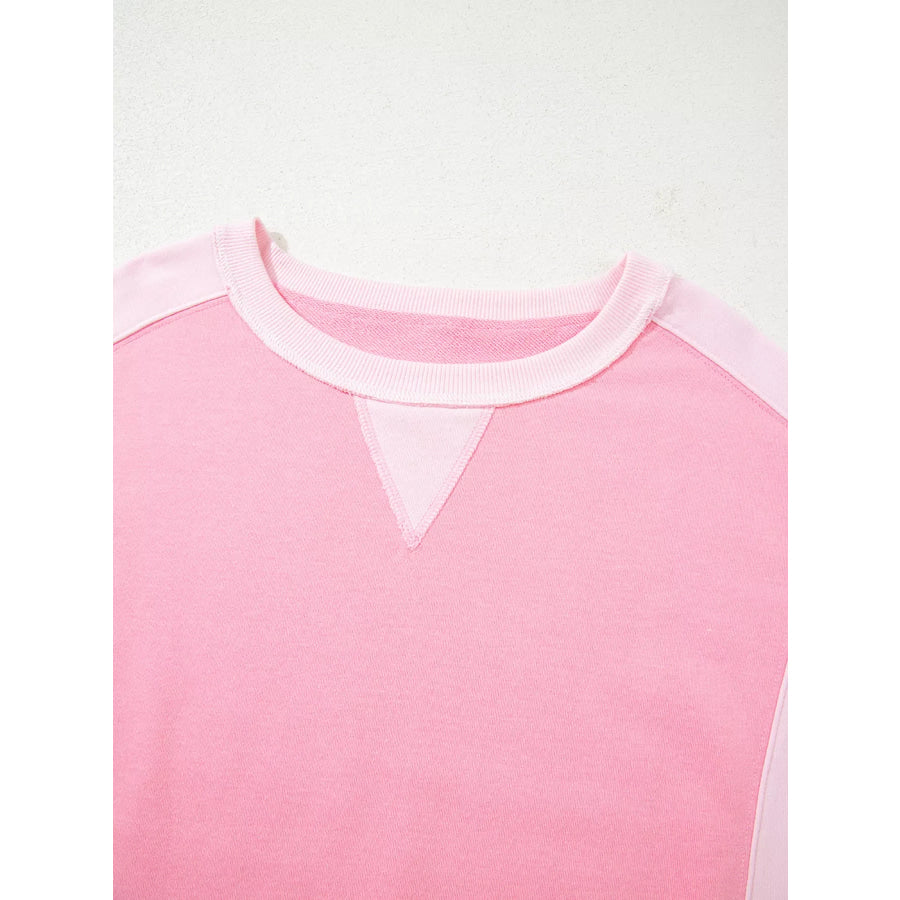2-tone Color Block Patchwork Drop Shoulder Sweatshirt Apparel and Accessories