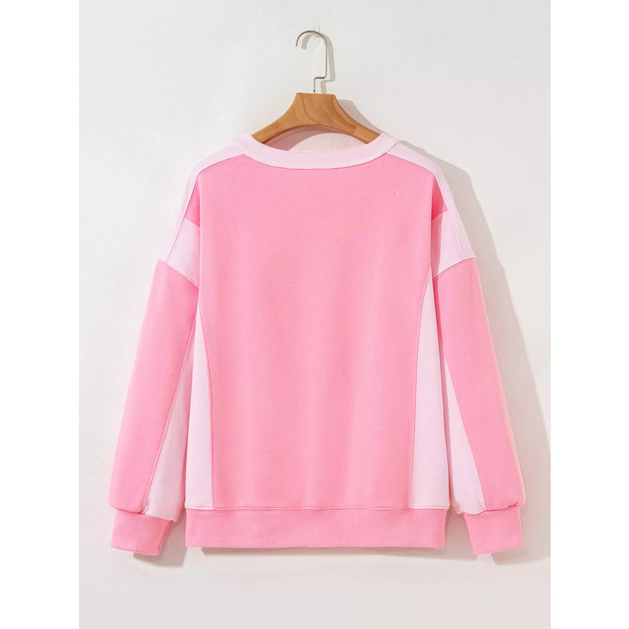 2-tone Color Block Patchwork Drop Shoulder Sweatshirt Apparel and Accessories