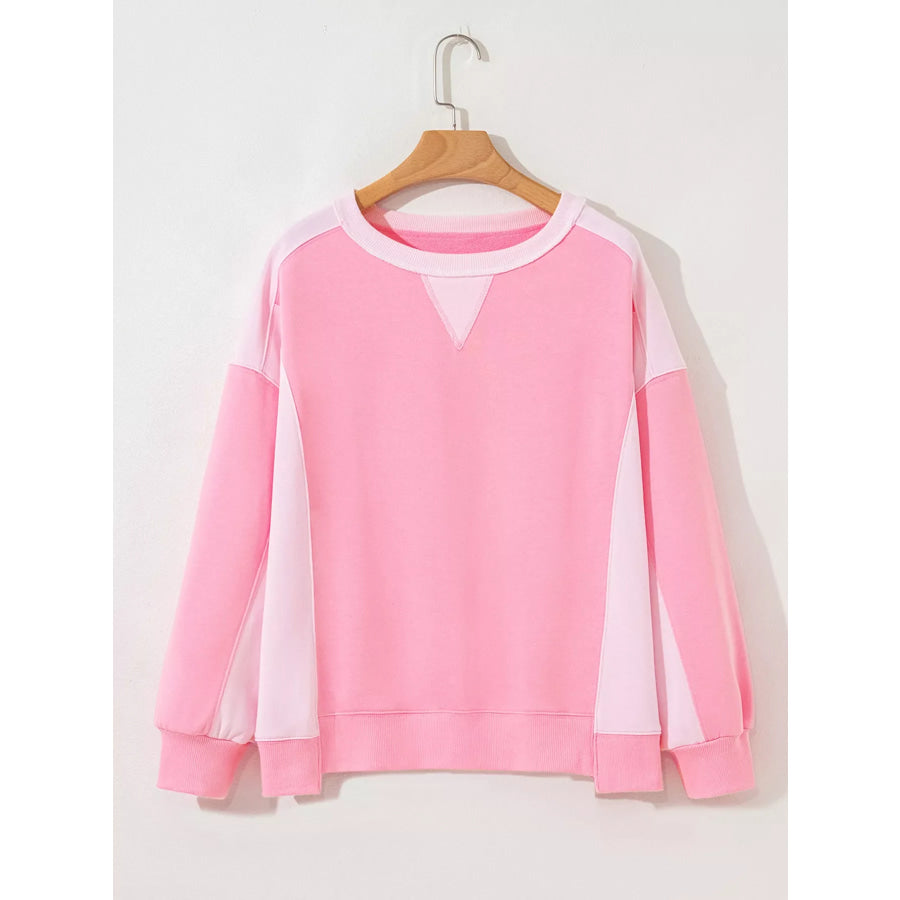 2-tone Color Block Patchwork Drop Shoulder Sweatshirt Apparel and Accessories