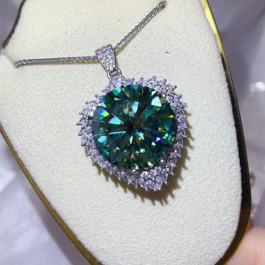 20 Carat Moissanite 925 Sterling Silver Pendant Necklace Silver / One Size Apparel and Accessories