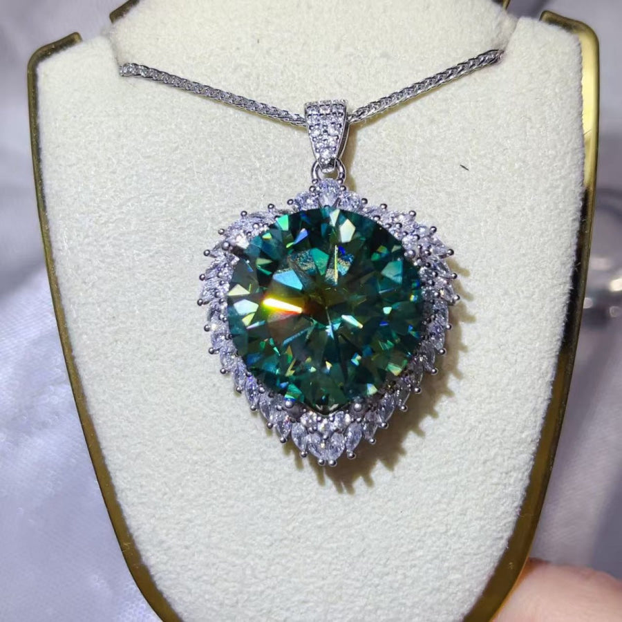 20 Carat Moissanite 925 Sterling Silver Pendant Necklace Silver / One Size Apparel and Accessories