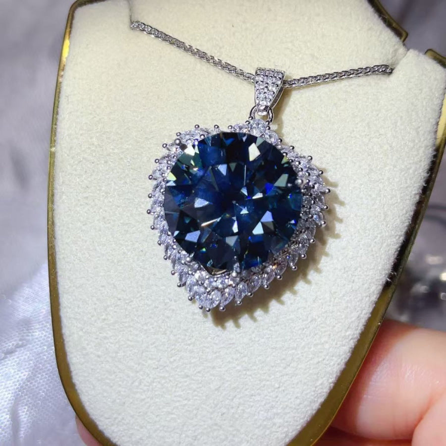20 Carat Moissanite 925 Sterling Silver Pendant Necklace Silver / One Size Apparel and Accessories