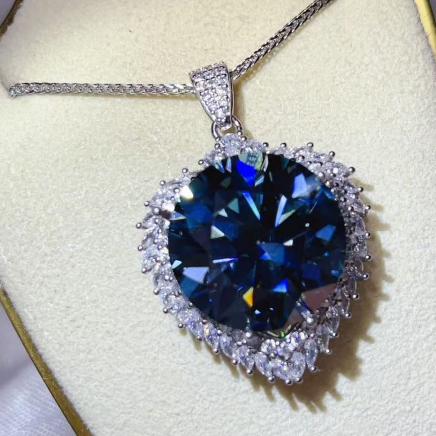 20 Carat Moissanite 925 Sterling Silver Pendant Necklace Silver / One Size Apparel and Accessories