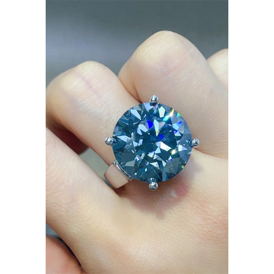 20 Carat Moissanite 925 Sterling Silver Ring Royal Blue / 4 Apparel and Accessories