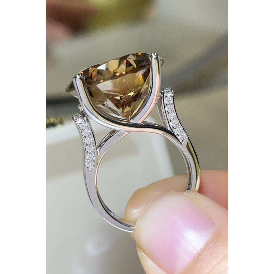 20 Carat Moissanite 925 Sterling Silver Ring Gold / 4 Apparel and Accessories