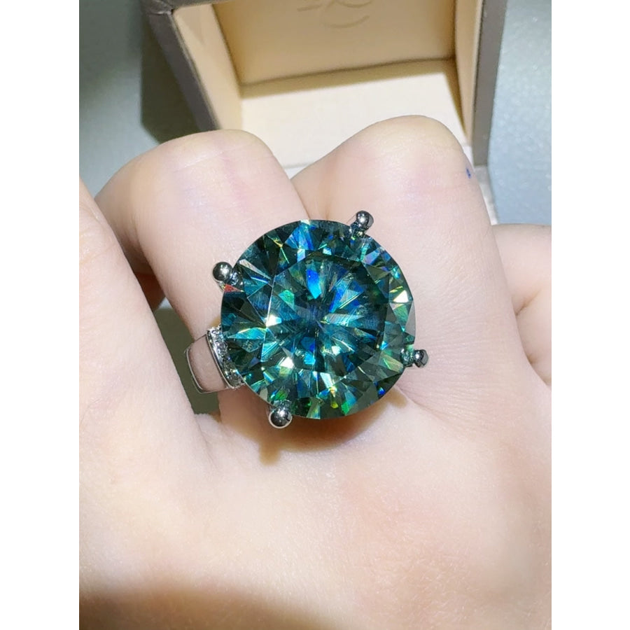 20 Carat Moissanite 925 Sterling Silver Ring Turquoise / 5 Apparel and Accessories