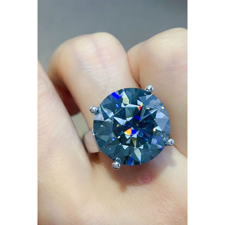 20 Carat Moissanite 925 Sterling Silver Ring Royal Blue / 4 Apparel and Accessories