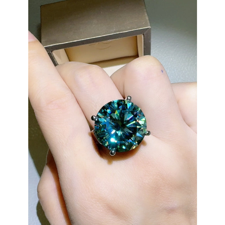 20 Carat Moissanite 925 Sterling Silver Ring Turquoise / 5 Apparel and Accessories