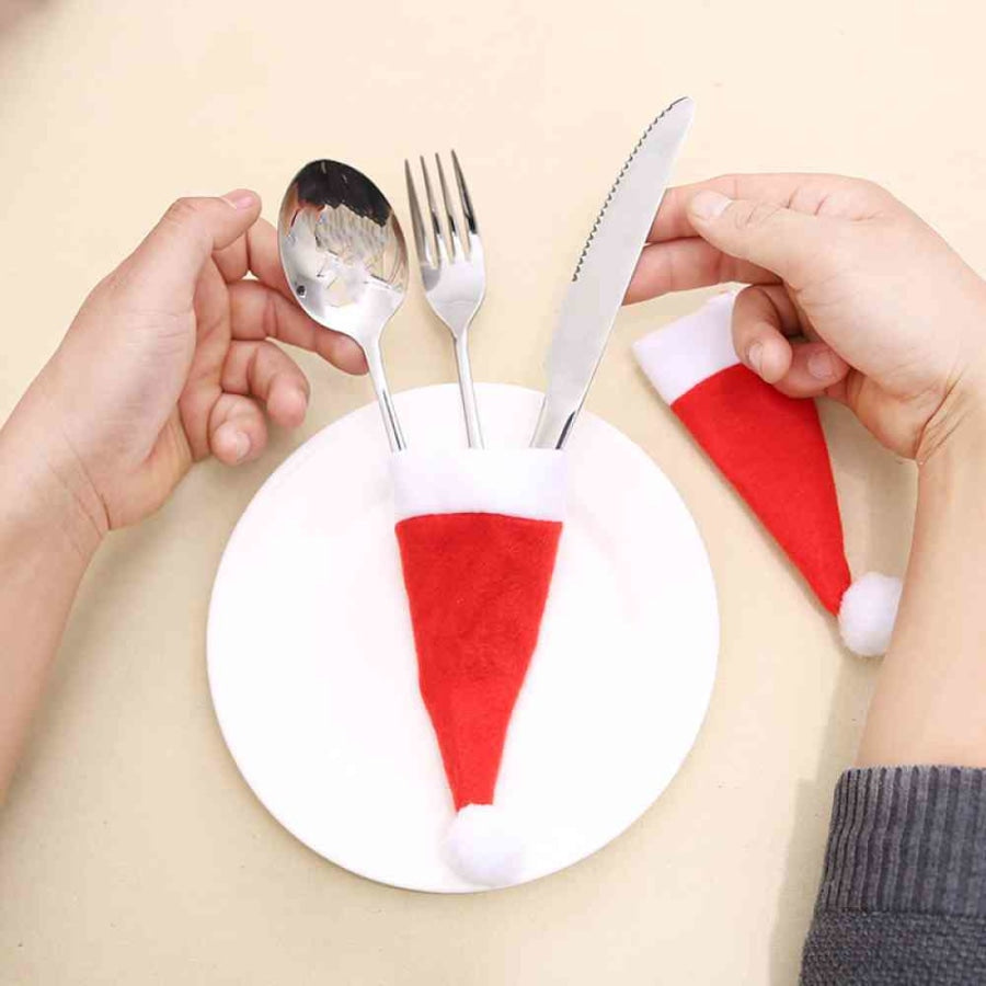 20-Piece Christmas Hat Cutlery Holders Red / One Size Clothing