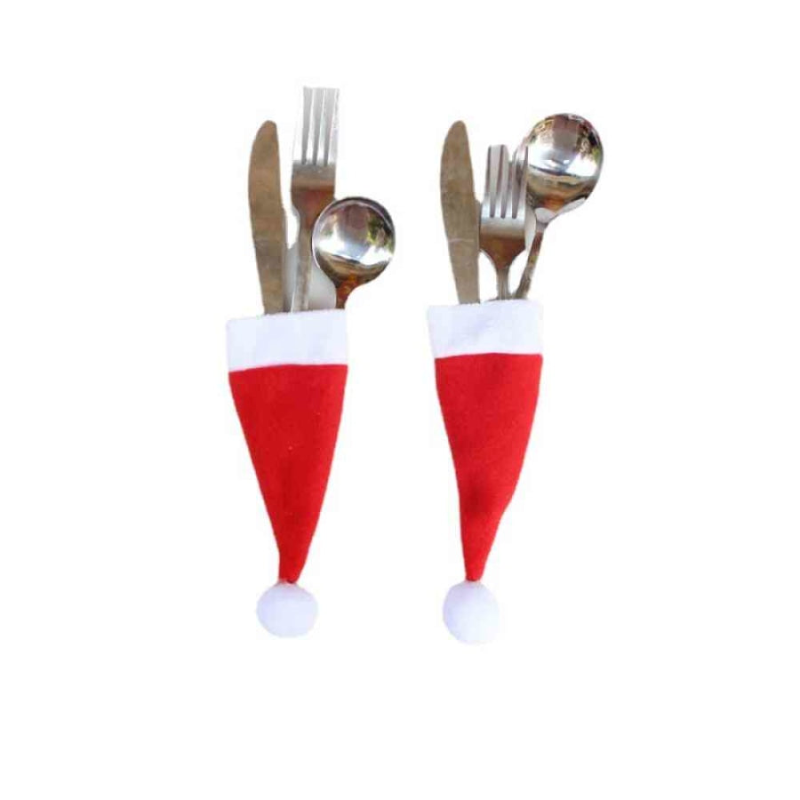 20-Piece Christmas Hat Cutlery Holders Red / One Size Clothing