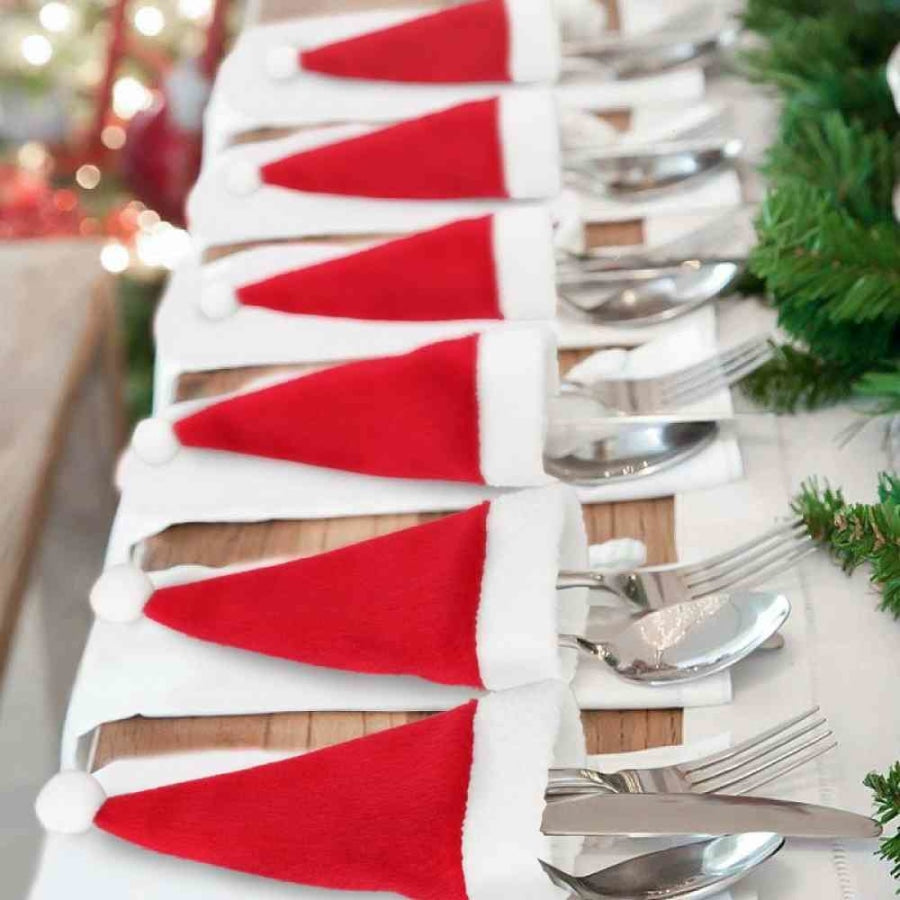 20-Piece Christmas Hat Cutlery Holders Red / One Size Clothing