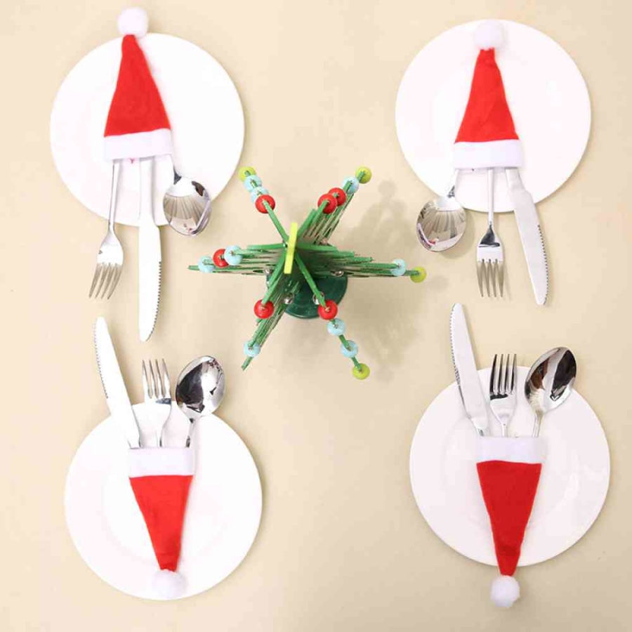 20-Piece Christmas Hat Cutlery Holders Red / One Size Clothing