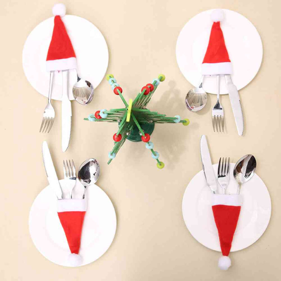20-Piece Christmas Hat Cutlery Holders Red / One Size Clothing