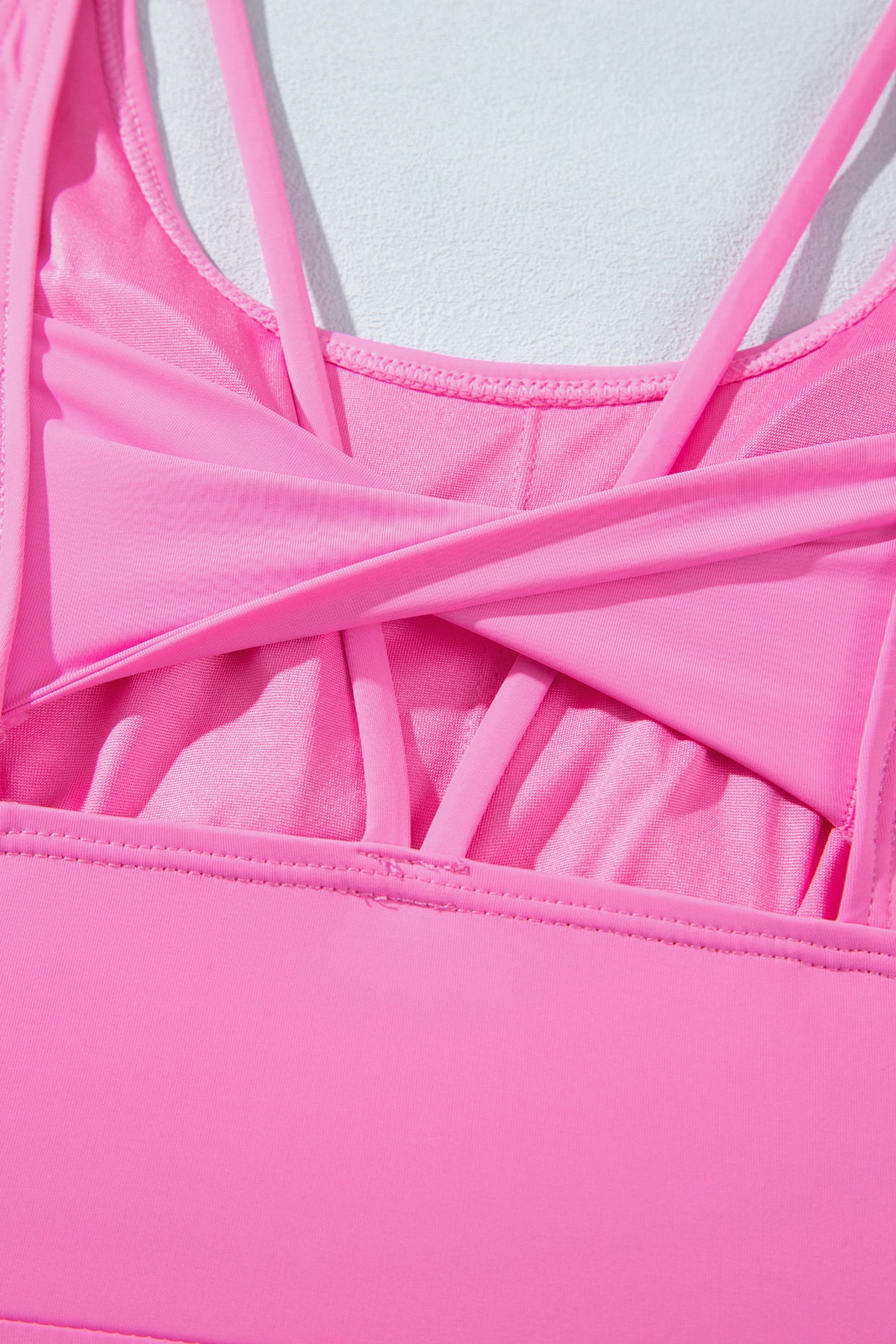 Bright Pink Twisted Strappy Back Active Mini Dress with Shorts