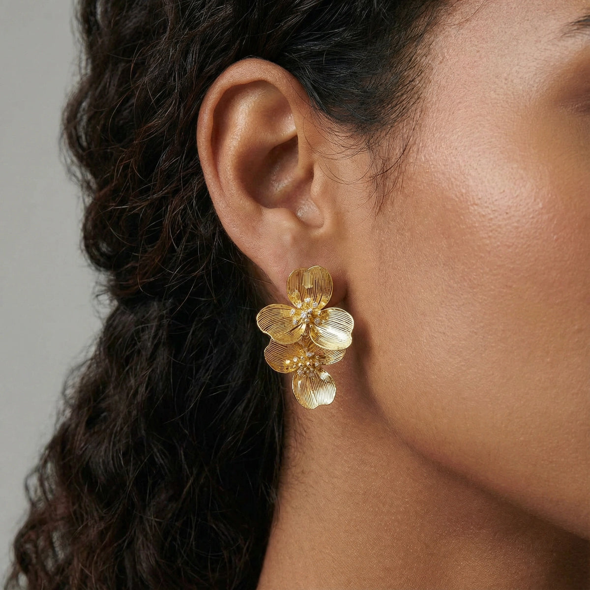 Golden Bloom Double Earrings by Sandee Rain