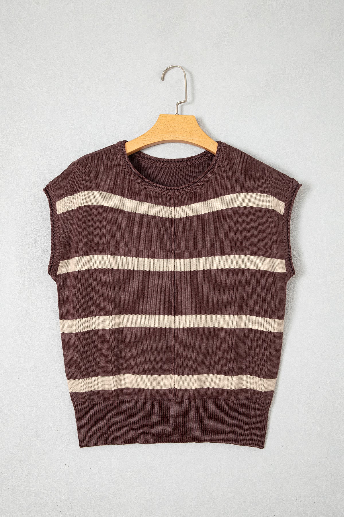 Rose Stripe Knit Western Short Sleeve Sweater