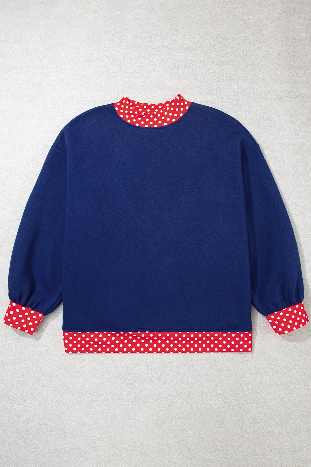 Racing Red Polka Dot Patchwork Round Neck Plus Size Sweatshirt