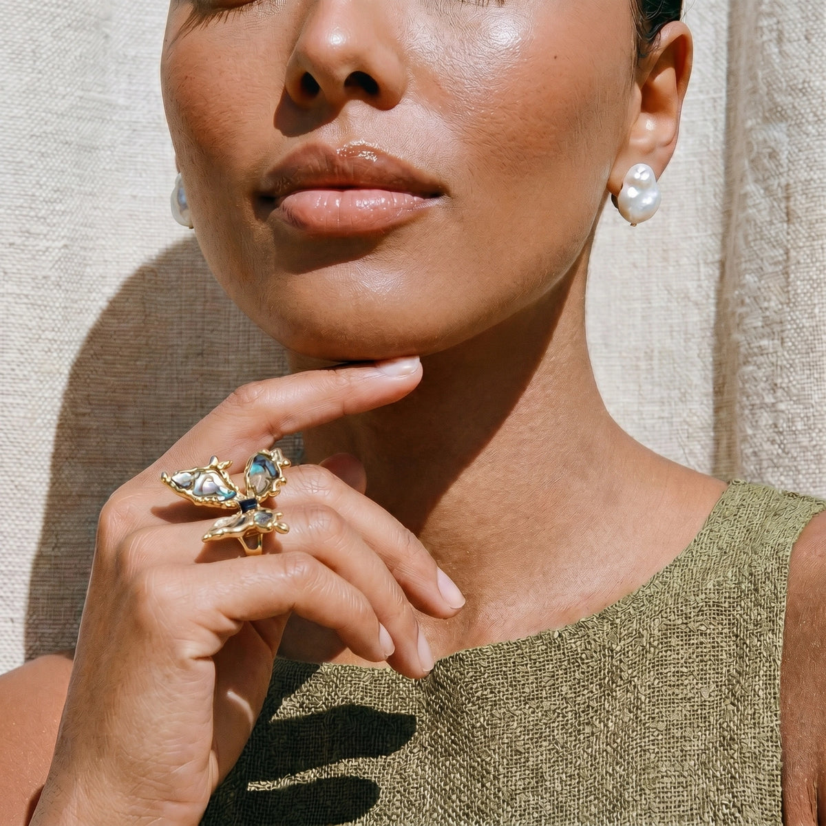 Iridescent Shell Statement Ring by Sandee Rain