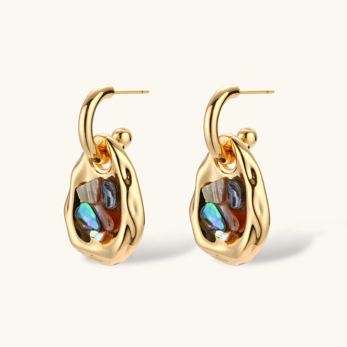 Shell Mosaic Convertible Hoops by Sandee Rain