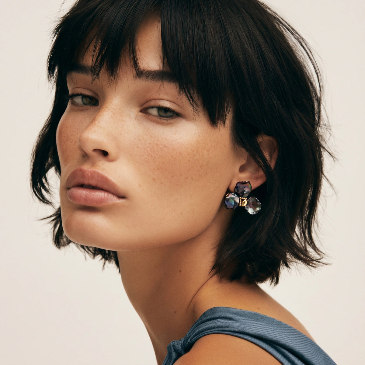 Midnight Bloom Pearl Earrings by Sandee Rain