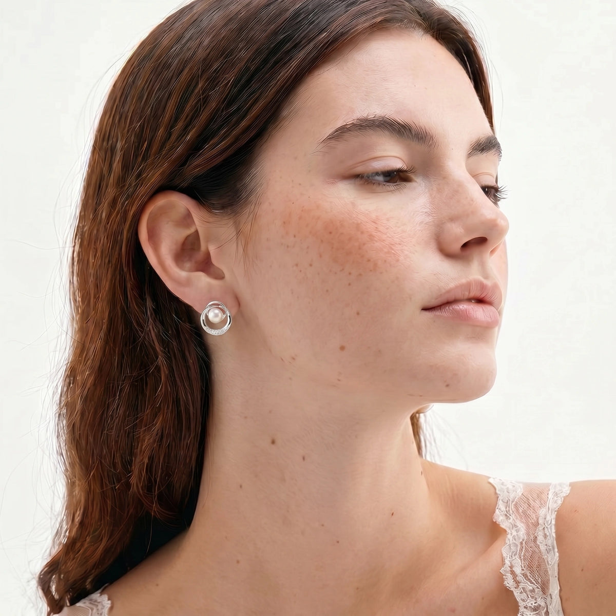 Pearl Orbit Studs by Sandee Rain