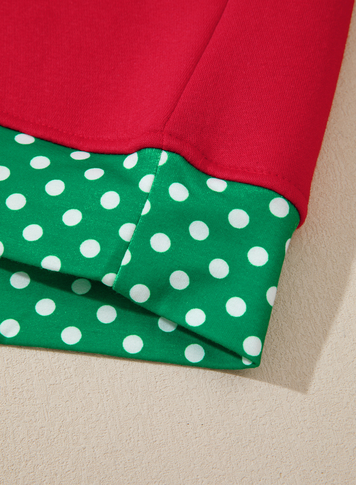 Racing Red Polka Dot Patchwork Round Neck Plus Size Sweatshirt