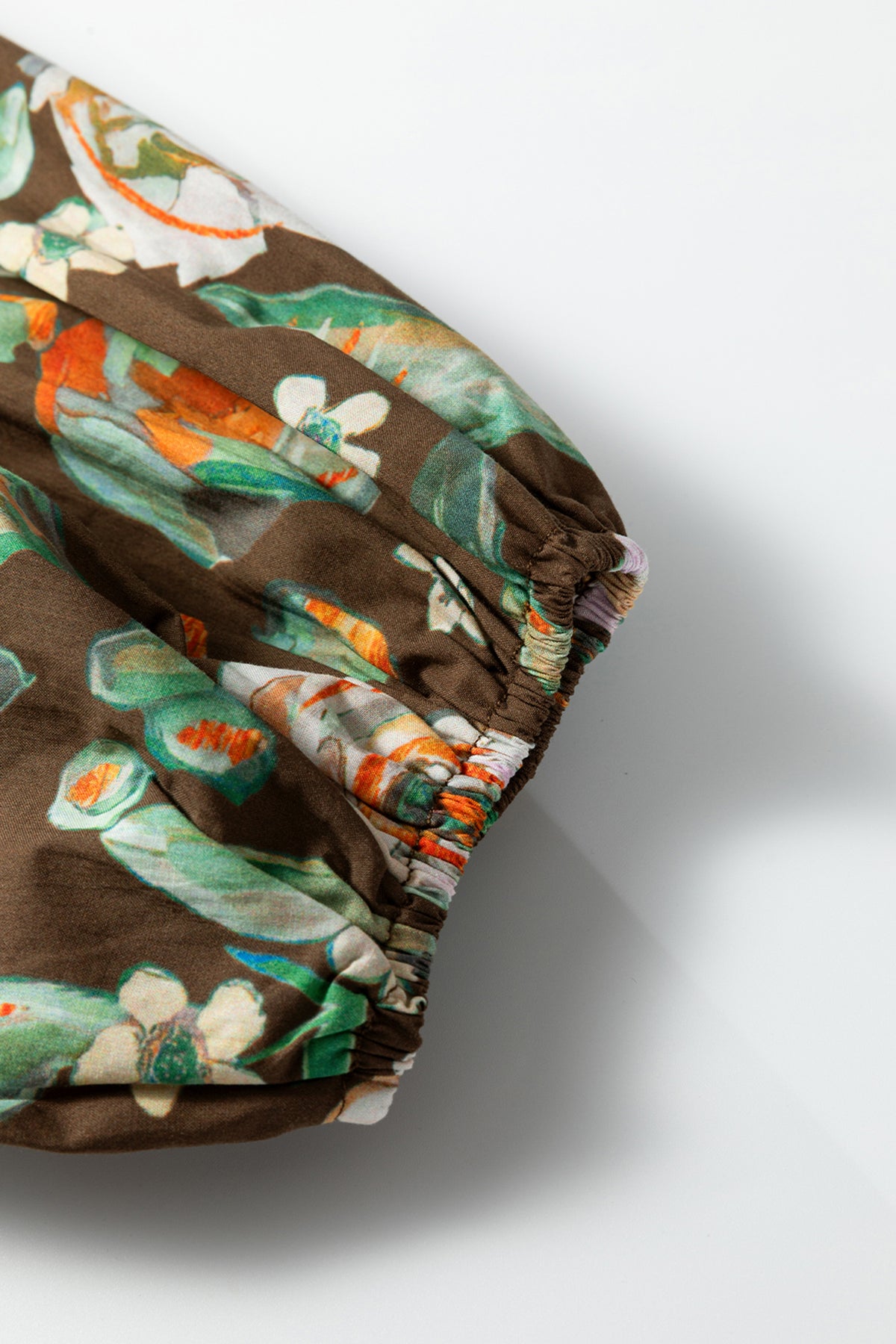 Brown Floral Print Contrast Trim V Neck Pocketed Long Sleeve Mini Dress