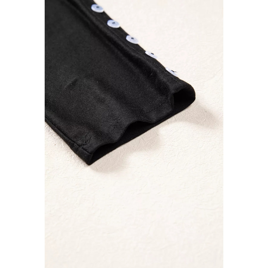 3/4 Sleeve Button Detail Off Shoulder Top Apparel and Accessories