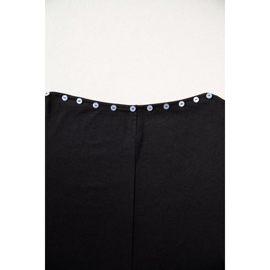3/4 Sleeve Button Detail Off Shoulder Top Apparel and Accessories