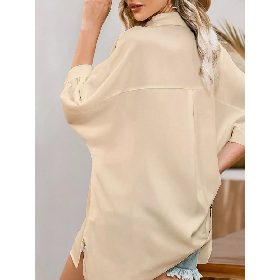 3/4 Sleeve Button Up Shirt Apparel and Accessories