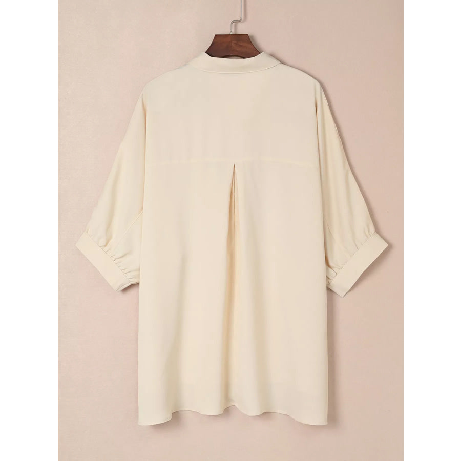 3/4 Sleeve Button Up Shirt Apparel and Accessories