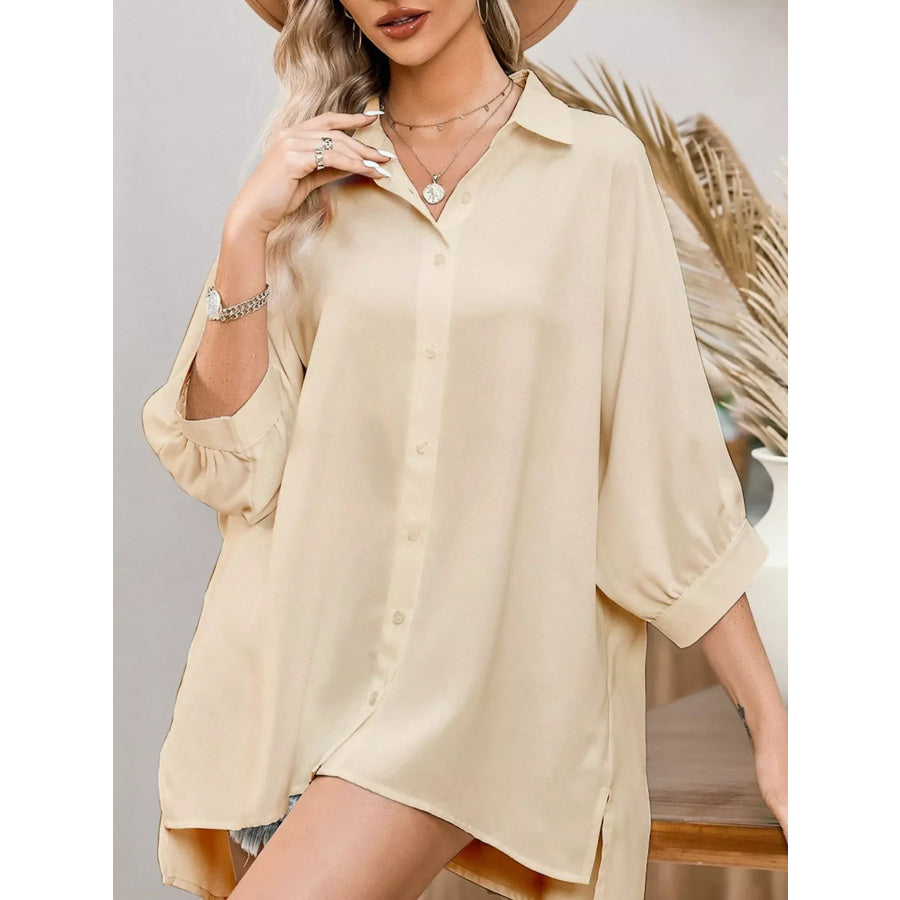 3/4 Sleeve Button Up Shirt Apparel and Accessories