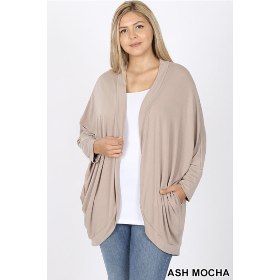 NEW! 3/4 Sleeve Cocoon Wrap Cardigan Ash Mocha / 1XL Coverups