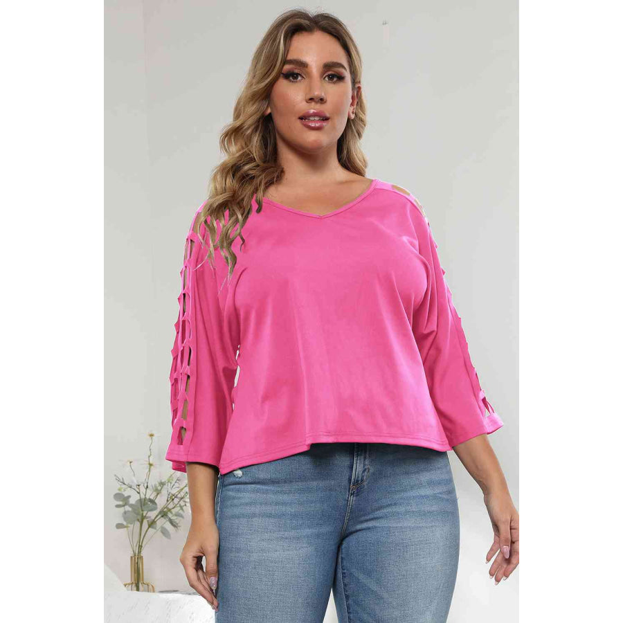 3/4 Sleeve Cutout Detail Top