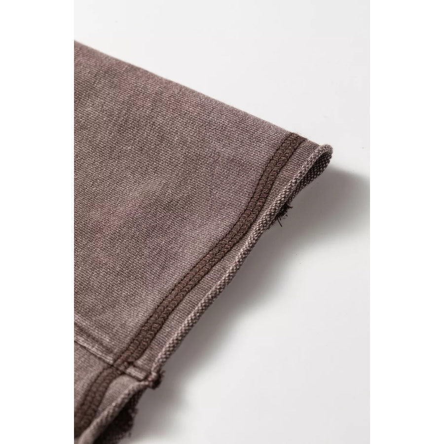 3/4 Sleeve Mineral Wash Loose Cotton Top Apparel and Accessories