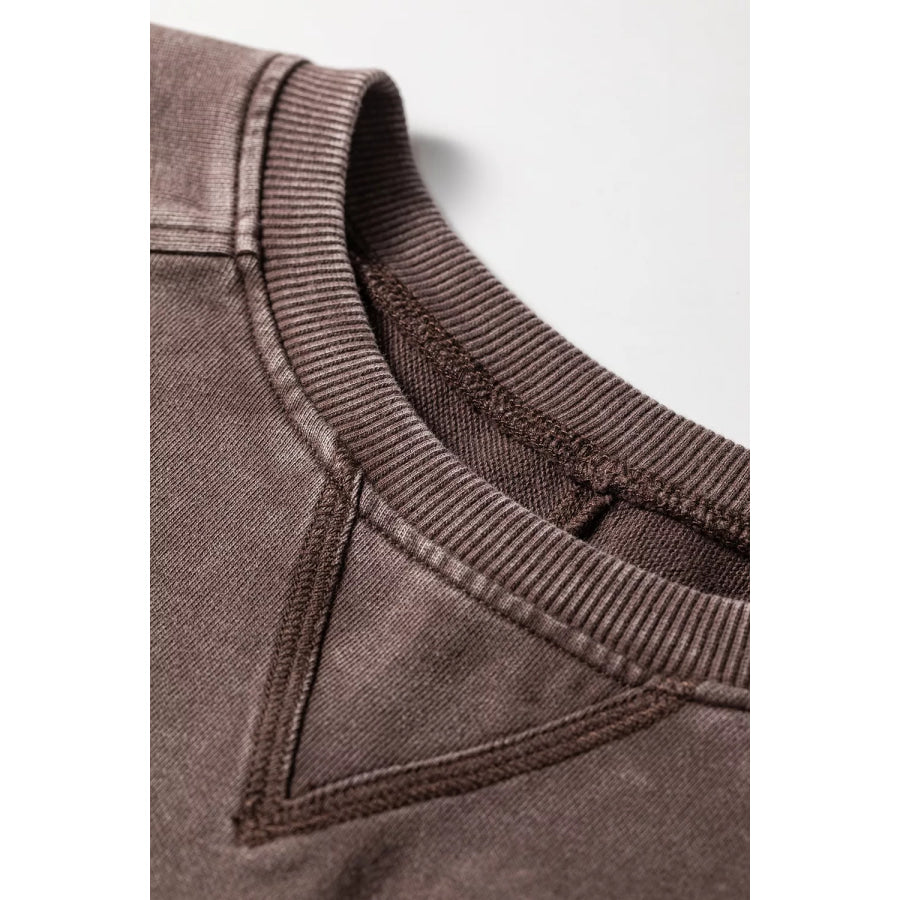 3/4 Sleeve Mineral Wash Loose Cotton Top Apparel and Accessories